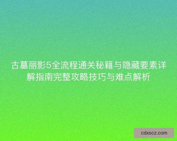 古墓丽影5全流程通关秘籍与隐藏要素详解指南完整攻略技巧与难点解析