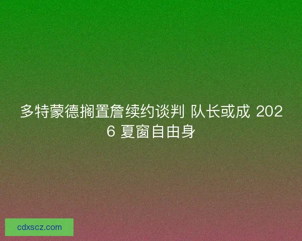 多特蒙德搁置詹续约谈判 队长或成 2026 夏窗自由身
